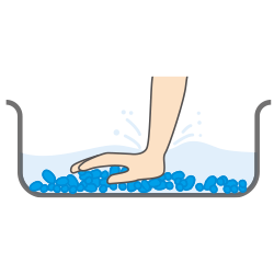 砂利はバケツに移し、水道水で洗おう